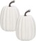 Greentek; 2 Pcs Large White Artificial Pumpkins, Faux Foam Harvest Pumpkins with Realistic Stems, DIY Fall Pumpkin Decor for Thanksgiving Halloween Table Centerpiece, Home Holiday Seasonal Decoration; Category:Decor Pumpkins; Image:2